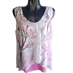 Nextmia White and Pink Floral High Low Designed Sleeveless Top 20
